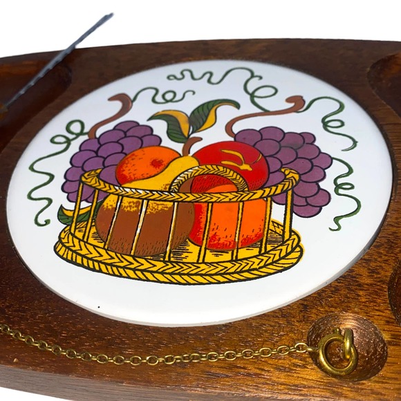 Vintage Gail Craft Quality Woodenware Fruit & Cheese Board w Attached Knife EUC - Picture 2 of 10